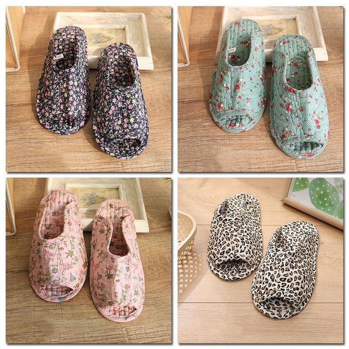 Vintage Floral Home Shoes Slippers Women Cotton Fabric House Slipper Sewing Comfy Flat Shoes Unisex Cute Soft Sole Indoor Bedroom Slippers Beautiful Comfort Four Season Slipper