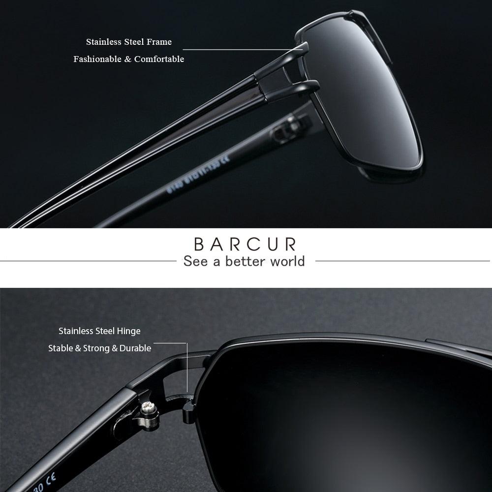 Vintage Retro Men BARCUR Design Sunglasses for Men Driving Black Sun Glasses Man Polarized Glasses Women Eyewear Accessory UV400 Sunglasses - Stevvex - Boy sunglasses, Driving sunglasses, Luxury sunglasses, Men sunglasses, Modern sunglasses, Retro sunglasses, Sunglasses, UV400 Sunglasses, Vintage sunglasses - Stevvex.com