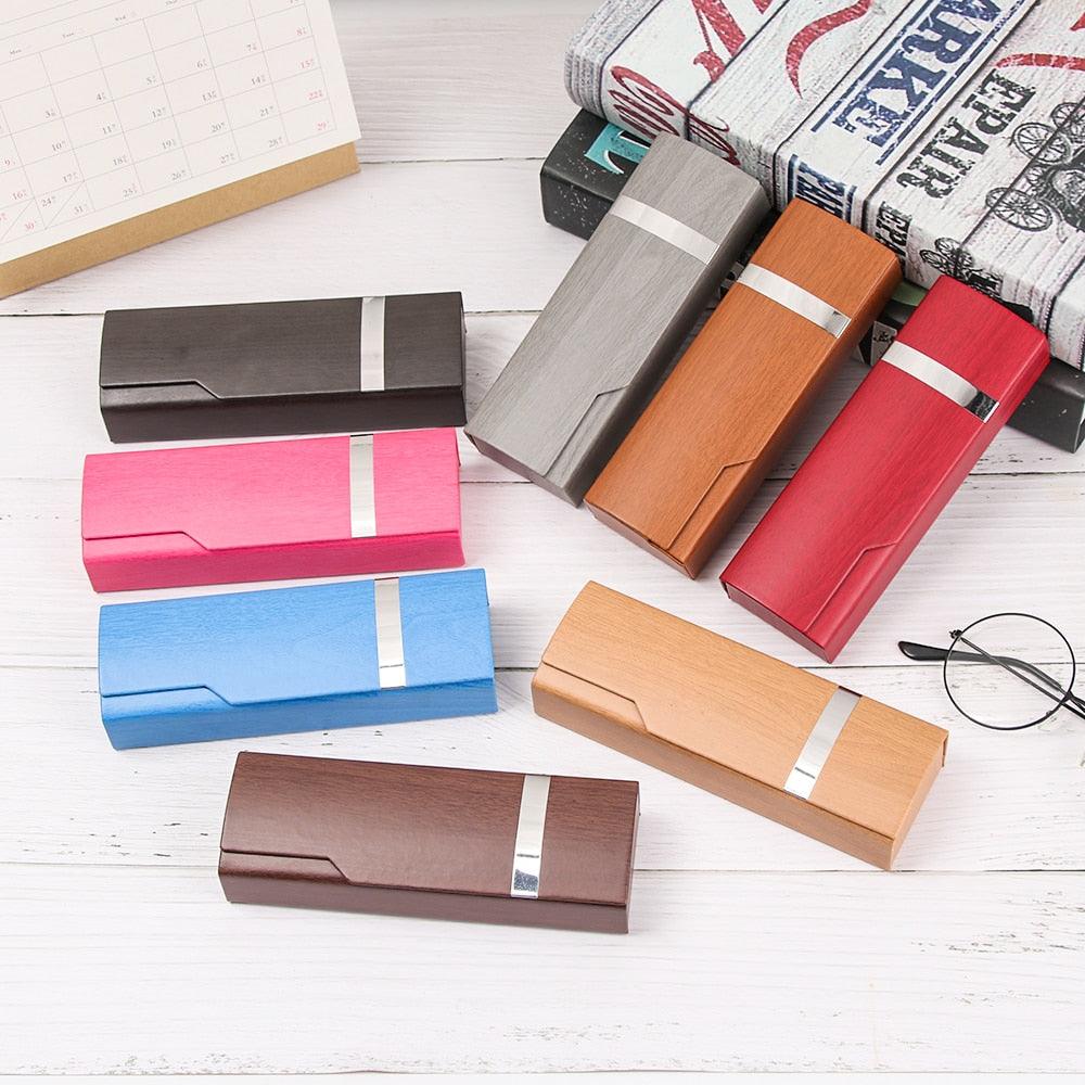 Vintage Retro Square Glasses Box Sunglasses Linen Folding Eyewear Case Optical Storage Glasses Case Hard Shell Sunglasses Foldable Protable Case Box Protective Glasses Case Holder With Magnet Closure