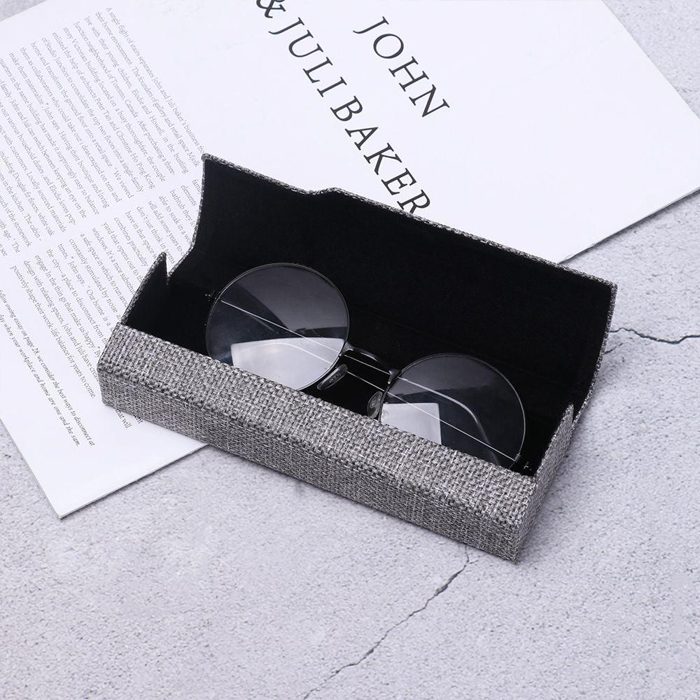 Vintage Retro Square Glasses Box Sunglasses Linen Folding Eyewear Case Optical Storage Glasses Case Hard Shell Sunglasses Foldable Protable Case Box Protective Glasses Case Holder With Magnet Closure