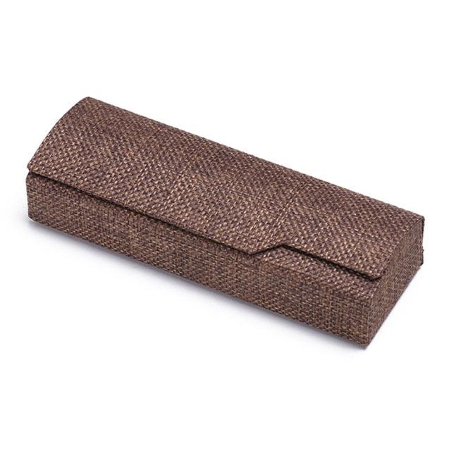 Vintage Retro Square Glasses Box Sunglasses Linen Folding Eyewear Case Optical Storage Glasses Case Hard Shell Sunglasses Foldable Protable Case Box Protective Glasses Case Holder With Magnet Closure