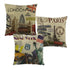 Vintage Style Pillow Covers New York London Paris City Printed Skyscraper Linen Polyester Cushion Covers For Home Sofa  New York London Paris Decorative Square Pillow Case for Home Bedroom Living Room Cushion Cover 45x45cm