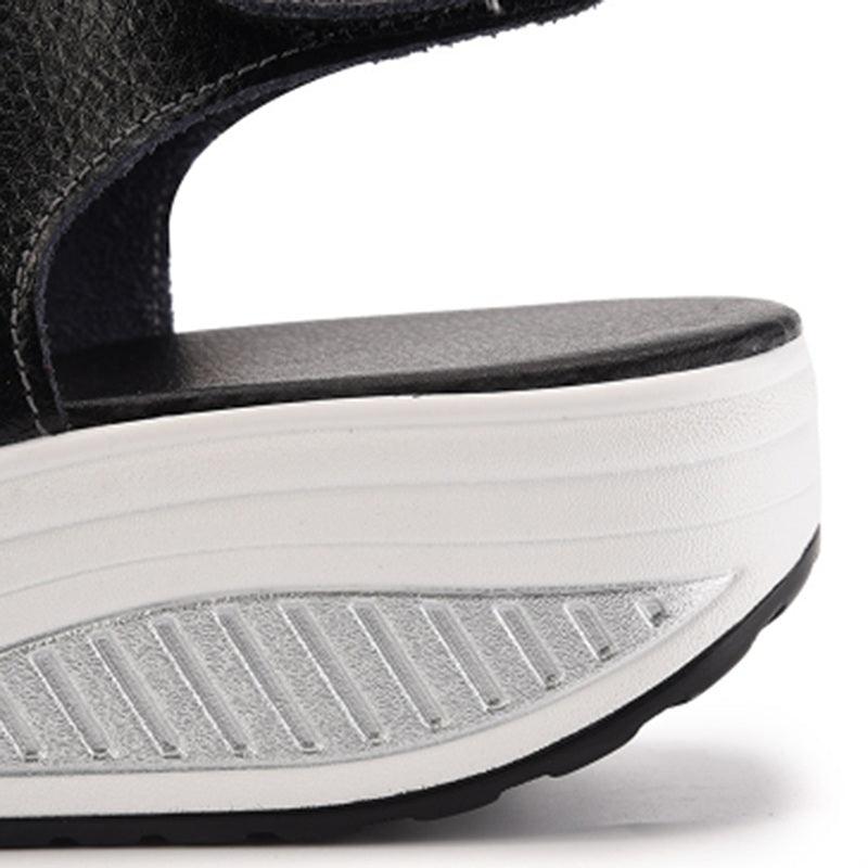 Vintage Women Platform Sandals Leather Sandals Open Toe Design Casual Women Walk Shoes Soft PU Leather Vintage Summer Casual Non-Slip Beach Platform Shoes Sandals