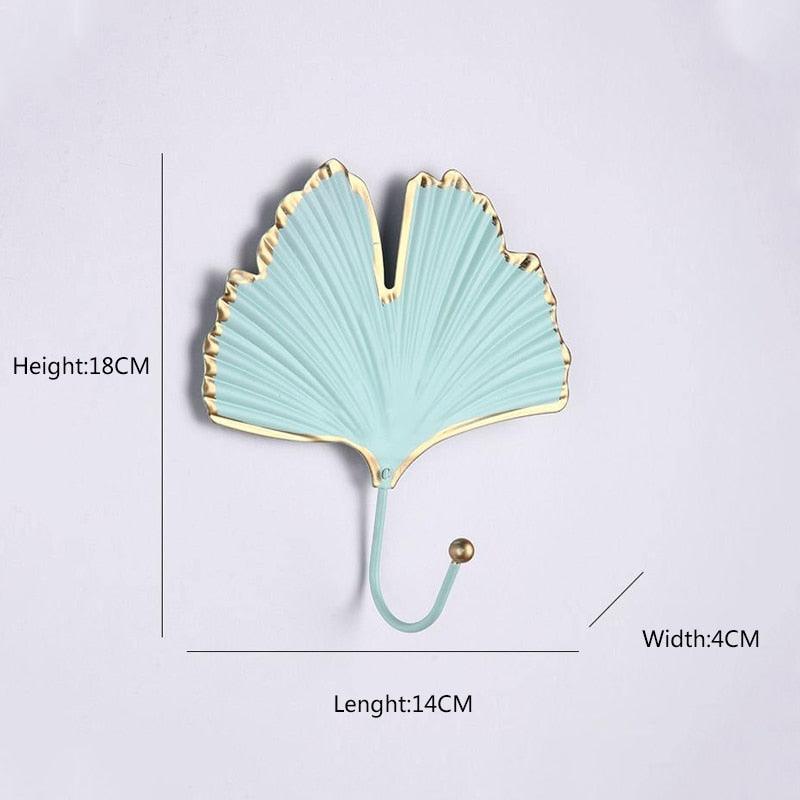 Wall Coat Rack Clothes Hanger Home Decoration Accessories Wall Hooks for Hanging Clothes Blue Leaves/Golden Leaves Home Storage Decorative Leaves Iron Hooks Tropic Plant Wall Mounted Single Clothes Hangers Decorative Hanger Hanging Hooks