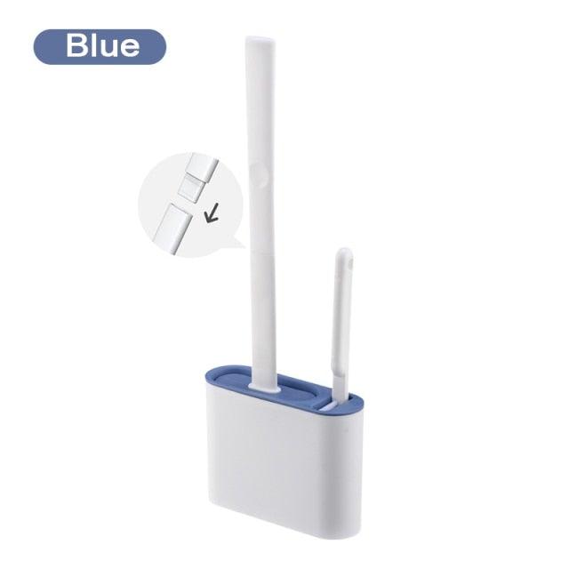 Wall Hanging Toilet Brush with Holder Set Silicone Bristles For Floor Bathroom Cleaning Toilet Brush And Holder Set Wall-Hanging Landing Toilet Bowl Brush Household Hotel Cleaner With Small Brush For Bathroom