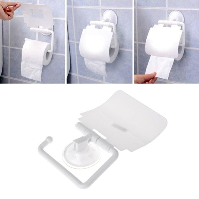 Wall Mounted Plastic Suction Cup Bathroom Toilet Paper Roll Holder With Cover Toilet Tissue Roll Holders Dispenser And Hangers Wall Mounted For Bathroom And Kitchen