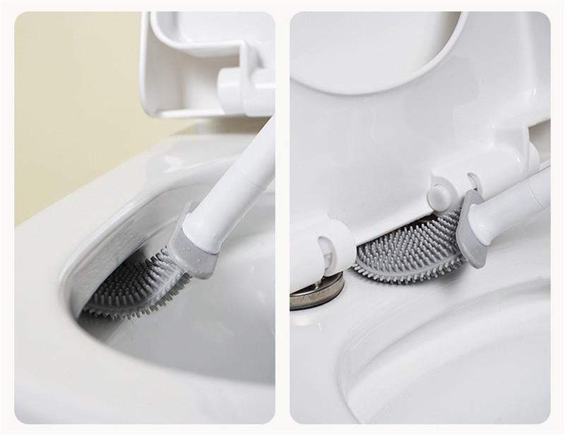 Wall-Mounted Silicone Toilet Brush Wash Toilet Accessories With Holder Soft Bristles Brushes Set Bathroom Cleaning Tool Toilet Brush Set Silicone Toilet Brush With Holder Wall Mounted With Toilet Bowl Brush And Holder Bendable Brush Head Holder