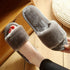 Warm Fluffy Slippers Women Faux Fur Slipper Indoor Floor Slides Flat Soft Furry House Warm Comfortable Fuzzy Furry Bedroom Slippers Indoor Cozy Memory Foam Anti-Slip Flip Flops