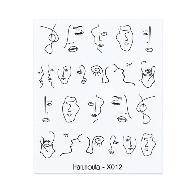 Water Nail Stickers Women Face Sketch Abstract Butterfly Image Sexy Girl Nail Art Decor Sliders Manicures For Nails Decoration Decal Self-Adhesive 3D Wave Design Decoration for Women Girls Tape Nail Art Stickers Decal Decoration