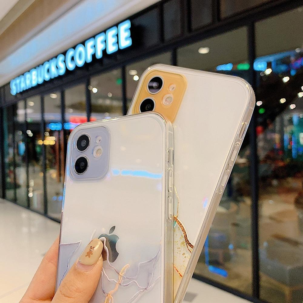 Watercolor Painting Phone Case for IPhone 13 12 11 Pro Max 14 Clear Shockproof Cover Marble Clear Watercolor Painting Soft Shockproof Protective Slim Cover for iPhone