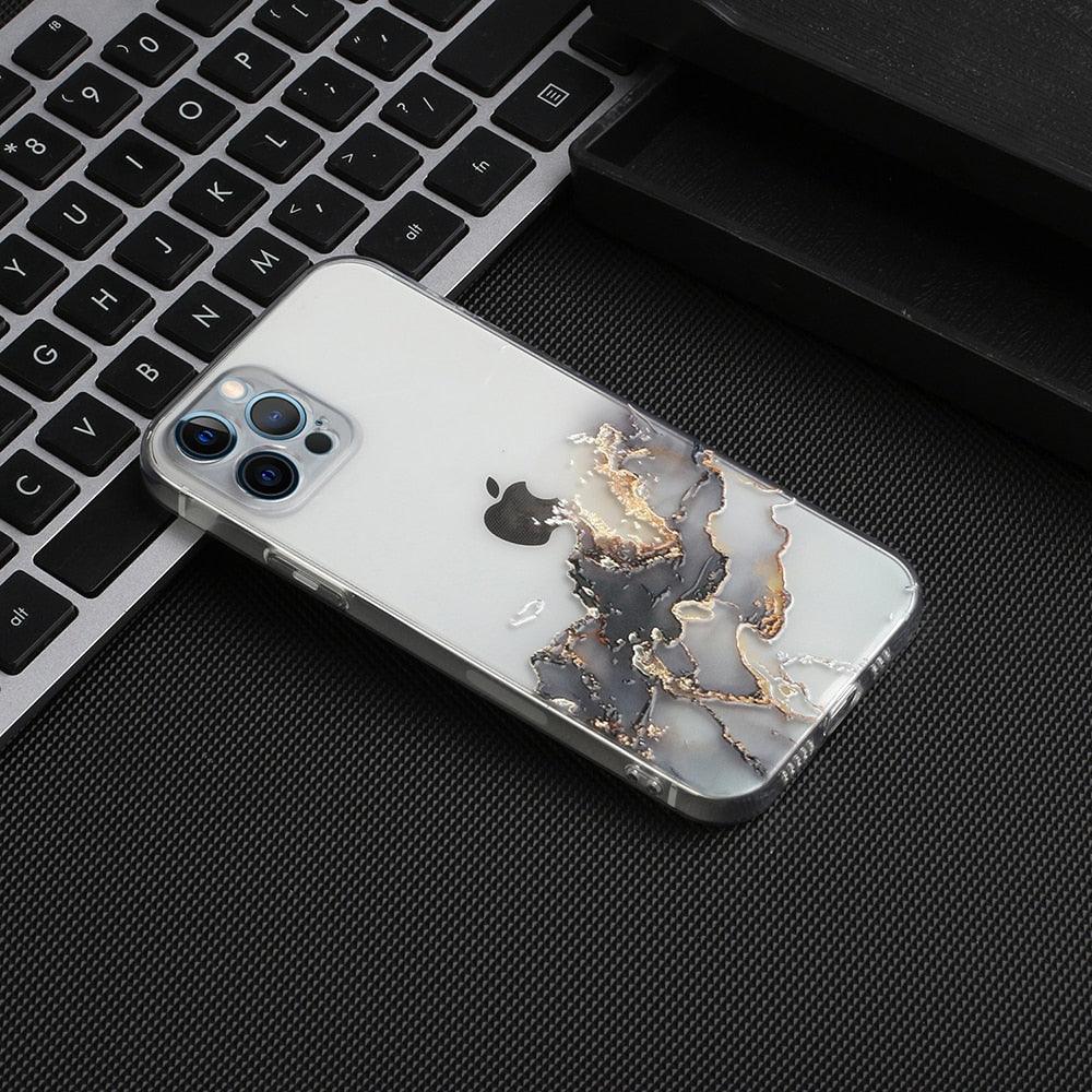 Watercolor Painting Phone Case for IPhone 13 12 11 Pro Max 14 Clear Shockproof Cover Marble Clear Watercolor Painting Soft Shockproof Protective Slim Cover for iPhone