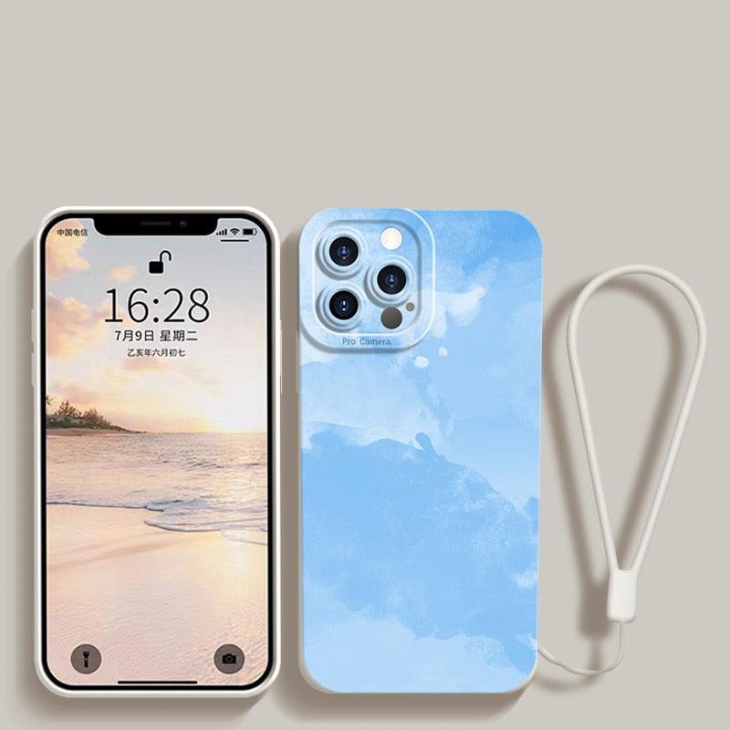 Watercolor Painting Phone Case For Xiaomi Mi 11 Lite 12 11T 10T Poco X4 M4 Pro X3 Redmi 10C Note 11 11S 10 9 With Lanyard Cover Aesthetic New Design Shockproof Unique Soft Bumper Case Cover
