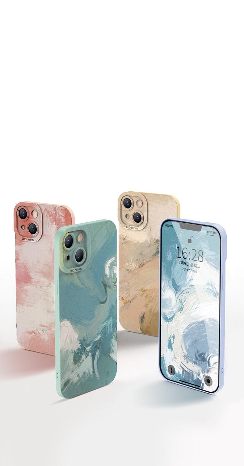 Watercolor Painting Phone Case For Xiaomi Mi 11 Lite 12 11T 10T Poco X4 M4 Pro X3 Redmi 10C Note 11 11S 10 9 With Lanyard Cover Aesthetic New Design Shockproof Unique Soft Bumper Case Cover