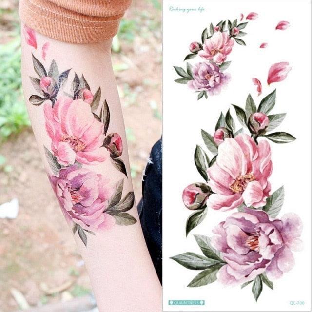 Waterproof Red Flowers Tattoo Multi-Colored Temporary Sticker Flower Lotus Tattoo Elegant Big Design For Womens - STEVVEX Beauty - 103, 3D Tattoo, Arm Tattoo, Beauty, Big Flowers Tattoo, Big Tattoo, Body Tattoo, Colorful Tattoo, Fashion Tattoo, Flower Tattoo, Girls Tattoo, Large Tattoo, Leg Tattoo, Luxury Tattoo, Red Flower Tattoo, Stylish Tattoo, Tattoo, Waterproof Tattoo, Women Tattoo, Womens Tattoo - Stevvex.com