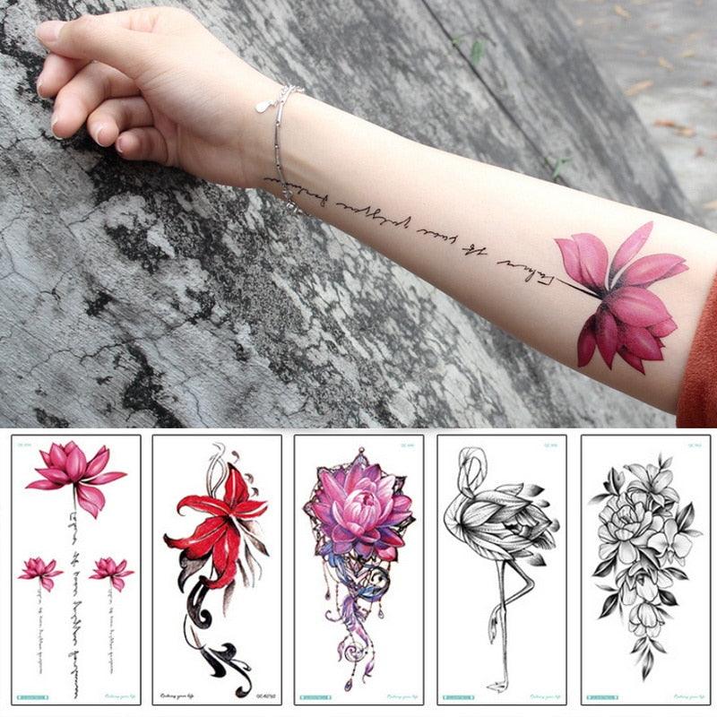 Waterproof Red Flowers Tattoo Multi-Colored Temporary Sticker Flower Lotus Tattoo Elegant Big Design For Womens - STEVVEX Beauty - 103, 3D Tattoo, Arm Tattoo, Beauty, Big Flowers Tattoo, Big Tattoo, Body Tattoo, Colorful Tattoo, Fashion Tattoo, Flower Tattoo, Girls Tattoo, Large Tattoo, Leg Tattoo, Luxury Tattoo, Red Flower Tattoo, Stylish Tattoo, Tattoo, Waterproof Tattoo, Women Tattoo, Womens Tattoo - Stevvex.com