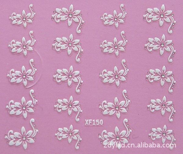 Waterproof Water Transfer Nails Art Sticker Fashion 3D Flower Design Girl And Women Manicure Tools Nail Decoration Decals Decorations Luxurious Nail Art Decoration White Feather Lace Flower Leaf Carving Design Exquisite Pattern Nail Art Supplies