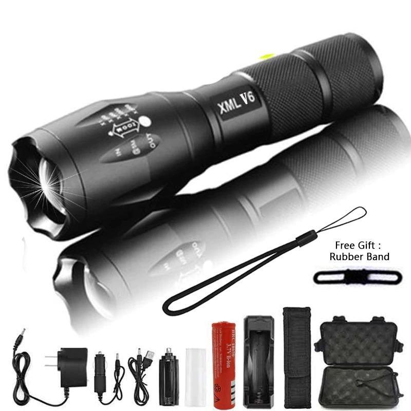 Waterproof Z45 Led Flashlight Ultra Bright Waterproof MINI Torch T6/L2/V6 zoomable 5 Modes 18650 rechargeable Battery for camping tactica Led Mini Water-Resistant Torch Light For Indoor & Outdoor Camping Hiking Accessories Gear