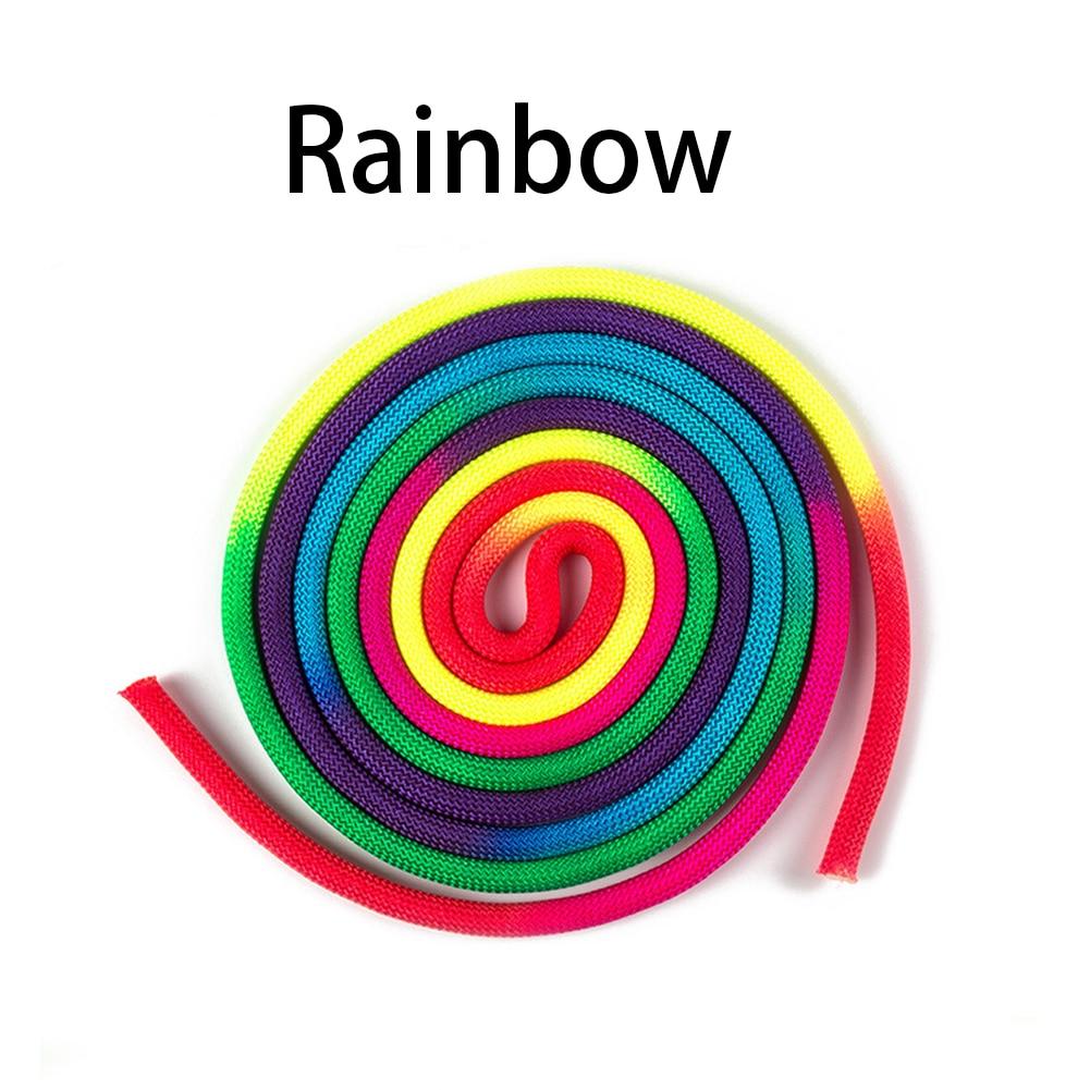 Wear-resistant Yoga Competition Jump Rope Training Exercise Fitness Indoor Outdoor Artistic Gymnastics Rainbow Color Rhythmic Gymnastics Arts Rope Solid Training Rope For Professional Competition Home Fitness