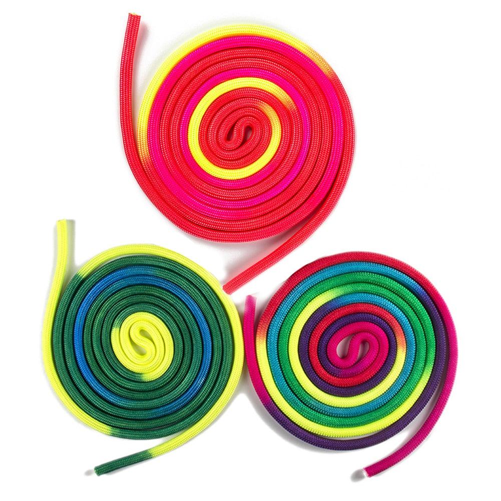 Wear-resistant Yoga Competition Jump Rope Training Exercise Fitness Indoor Outdoor Artistic Gymnastics Rainbow Color Rhythmic Gymnastics Arts Rope Solid Training Rope For Professional Competition Home Fitness