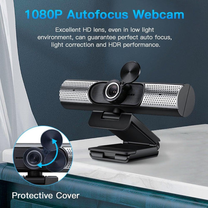 Webcam 1080P Full HD Autofocus Web Camera With Speaker Microphone USB Cam for PC Computer Laptop Video Calling Work Gaming 3D Noise Reduction - STEVVEX Gadgets - 1080P FULL HD CAM, 122, confrence calling camera, gaming camera, hd camera, laptop camera, video camera, webcam for recordig, webcamera, webcamera with microphone, wide angle camera, wide range laptop camera, widerange camera, widescreen camera - Stevvex.com