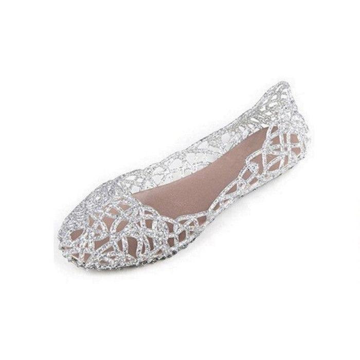 Wedding Summer Women Sandals Breathable Shoes Crystal Charming Sandals Women's Beach Shoes Slip On Crystal Summer Soft Hollow Glitter Shoes Slip-on Flats Sandals
