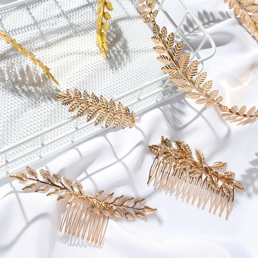 Western Fashion Retro Hair Bands For Women Wedding Metal Gold Leaf Butterfly Hair Headbands Girls Bride Gorgeous Hair Accessories For Women