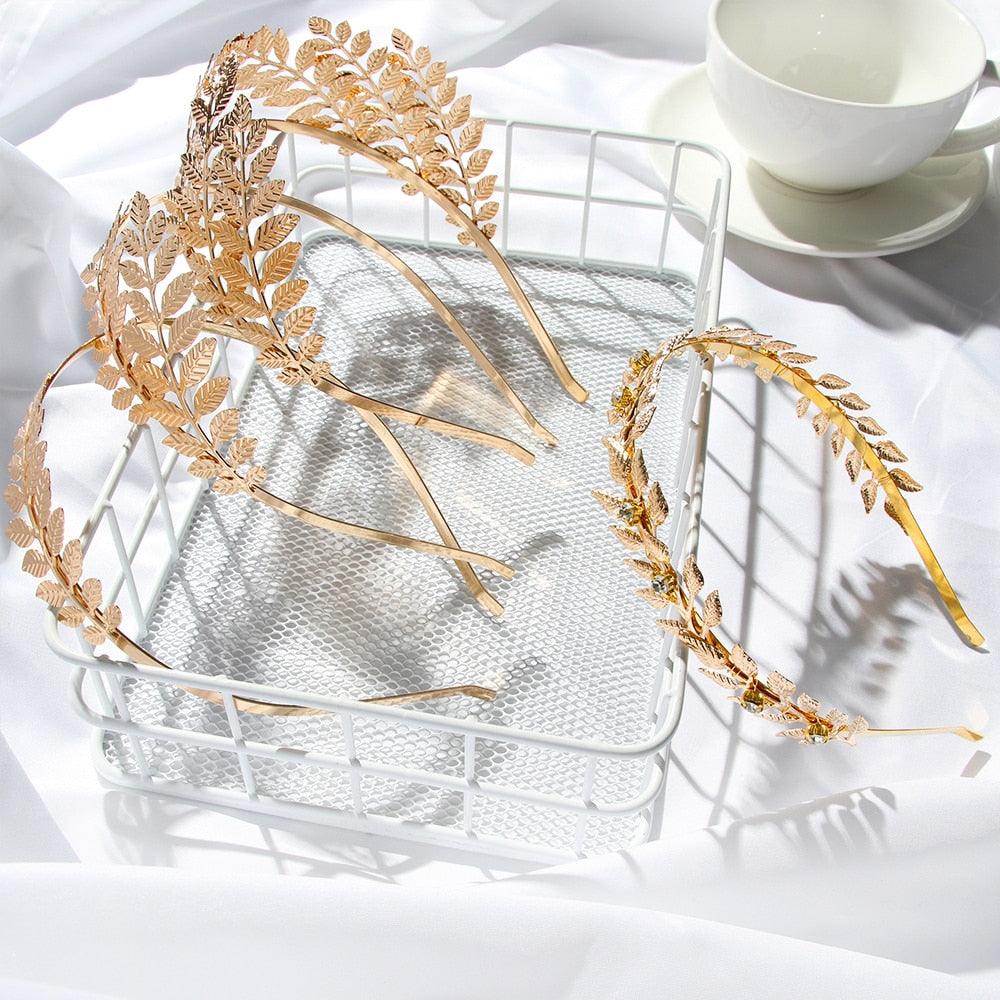 Western Fashion Retro Hair Bands For Women Wedding Metal Gold Leaf Butterfly Hair Headbands Girls Bride Gorgeous Hair Accessories For Women