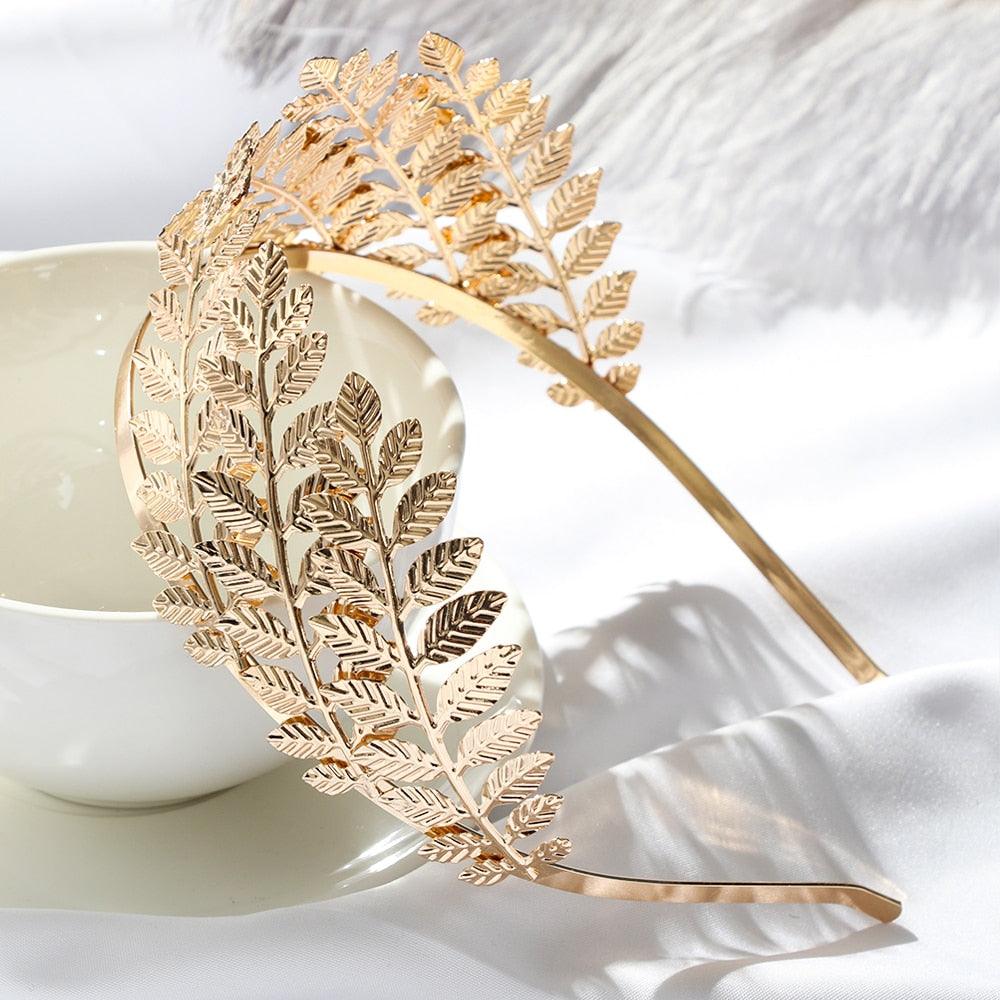 Western Fashion Retro Hair Bands For Women Wedding Metal Gold Leaf Butterfly Hair Headbands Girls Bride Gorgeous Hair Accessories For Women