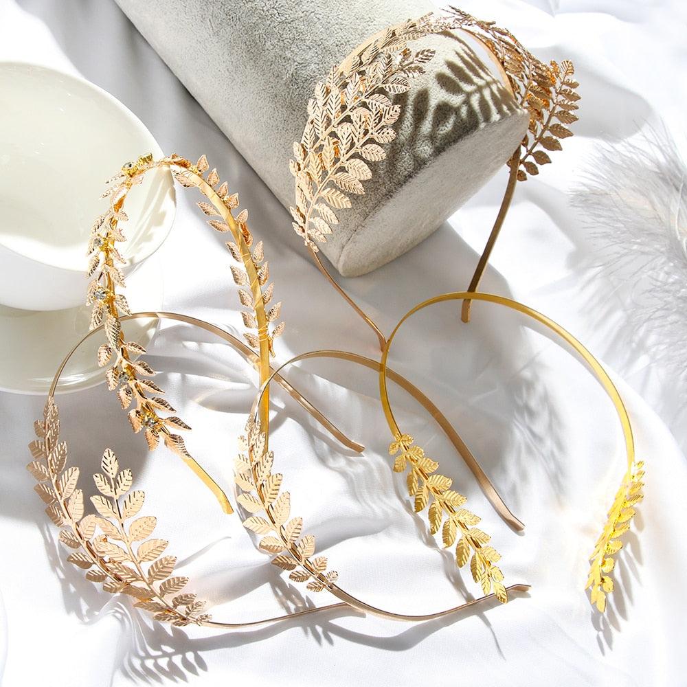 Western Fashion Retro Hair Bands For Women Wedding Metal Gold Leaf Butterfly Hair Headbands Girls Bride Gorgeous Hair Accessories For Women