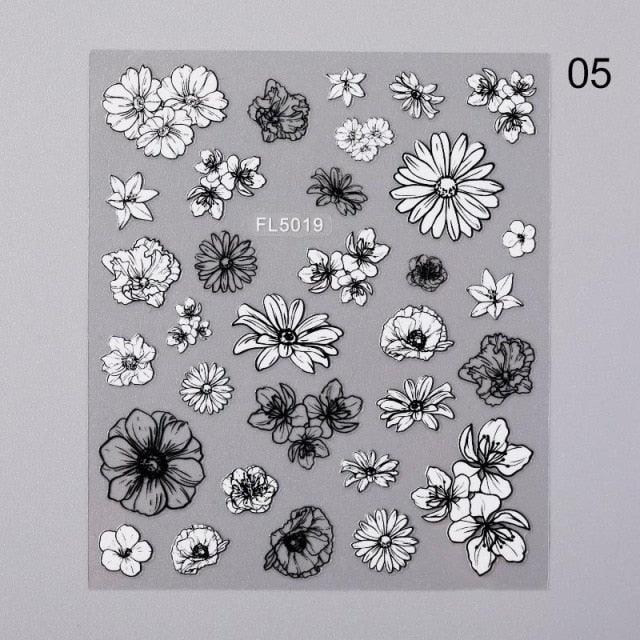 White Embossed Flower Lace 5D Sticker Decal Wedding Nail Art Designs Floral Flower Transfer Decal  Geometry  3D Wave Design Decoration for Women Girls Tape Nail Art Stickers Decal Decoration Geometry Transfer Decals Nail Art Decorations Decoration Decal