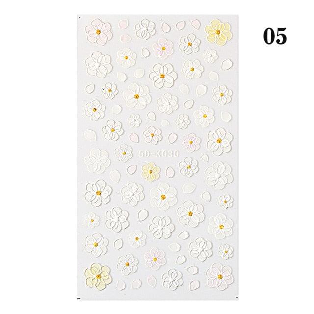 White Embossed Flower Lace Sticker Decal Wedding Nail Art Designs Floral Butterfly Japanese Manicures Nail Decoration Metallic Curve Strip Line Nail Decal Self-Adhesive 3D Wave Design Decoration for Women Girls Adhesive Striping Tape Nail Art Stickers
