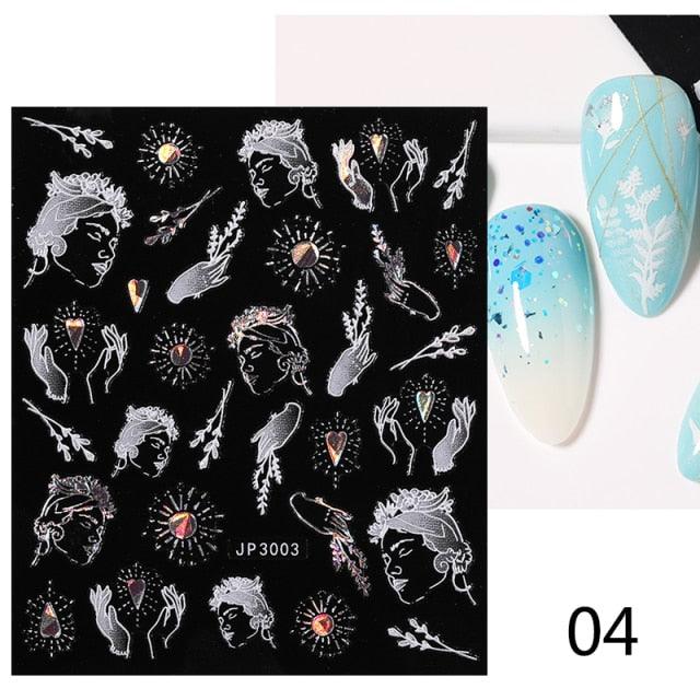 White Embossed Flower Lace Sticker Decal Wedding Nail Art Designs Floral Butterfly Japanese Manicures Nail Decoration Metallic Curve Strip Line Nail Decal Self-Adhesive 3D Wave Design Decoration for Women Girls Adhesive Striping Tape Nail Art Stickers
