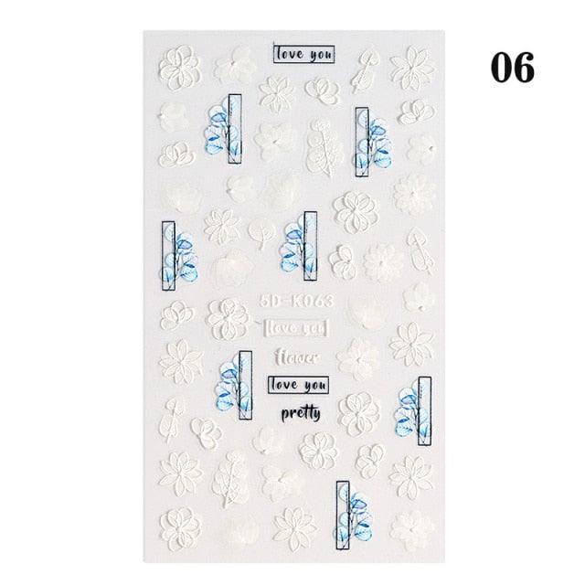 White Embossed Flower Lace Sticker Decal Wedding Nail Art Designs Floral Butterfly Japanese Manicures Nail Decoration Metallic Curve Strip Line Nail Decal Self-Adhesive 3D Wave Design Decoration for Women Girls Adhesive Striping Tape Nail Art Stickers