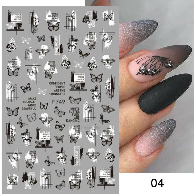 White Embossed Flower Lace Sticker Decal Wedding Nail Art Designs Floral Butterfly Japanese Manicures Nail Decoration Metallic Curve Strip Line Nail Decal Self-Adhesive 3D Wave Design Decoration for Women Girls Adhesive Striping Tape Nail Art Stickers
