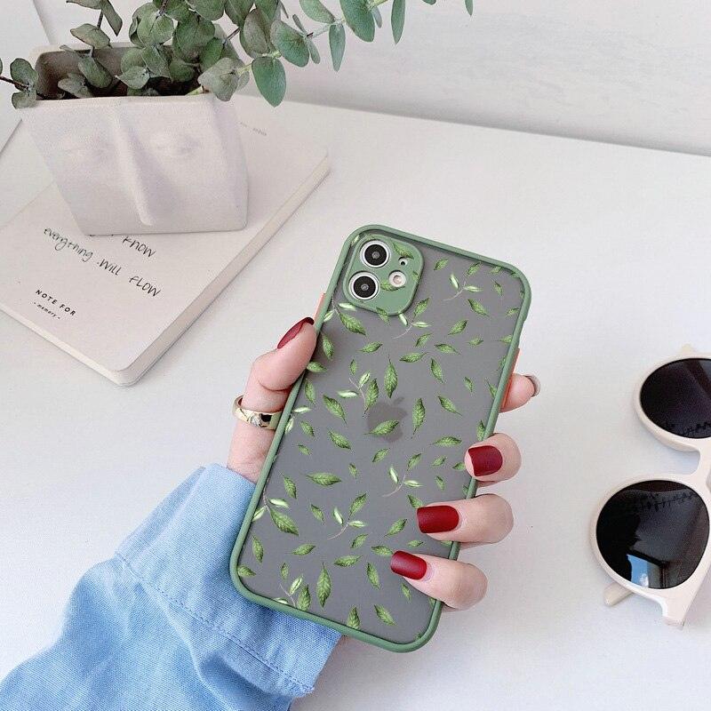 White Flower Bud Phone Case for iPhone 11 12 13 Pro Max 7 8 Plus SE X XR XS MAX Green Floral Back Shockproof Floral Flower Pattern Design Silicone Case, Slim Shockproof  Protective Bumper Case Cover for iPhone