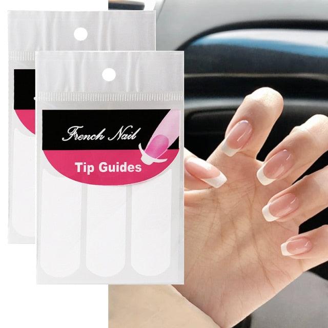 White French Manicure Strip Nail Art Form Fringe Tip Guides Sticker Line Tips Decoration Tool Tattoos Kids Nails Art Decoration Nail Strips Shiny French Tip Guides Stickers French Nail Stickers Form Fringe Guides for Decoration