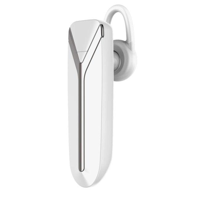 White Lightweight Ear Hanging Wireless Headset Long Standby Single Ear-hook Hands-free Design Anti-noise Earphone Improved Comfort Long Wireless Range Bluetooth Single-Ear Connect To Your Cell Phone Quality Battery 300mAh