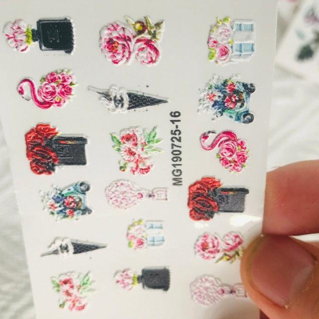 Winter Christmas Acrylic Engraved Nail Sticker Colorful Snow Design Decals Nail Water Slide Decals Nail Art Stickers Decals Christmas Snowflake Bronzing Christmas Slider Nail Art 3D Decals Decoration  Decals Snowflakes Elk Bear Christmas Xmas Stickers