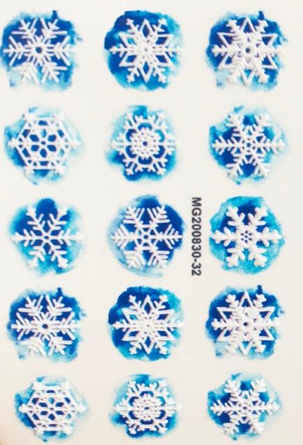 Winter Christmas Acrylic Engraved Nail Sticker Colorful Snow Design Decals Nail Water Slide Decals Nail Art Stickers Decals Christmas Snowflake Bronzing Christmas Slider Nail Art 3D Decals Decoration  Decals Snowflakes Elk Bear Christmas Xmas Stickers