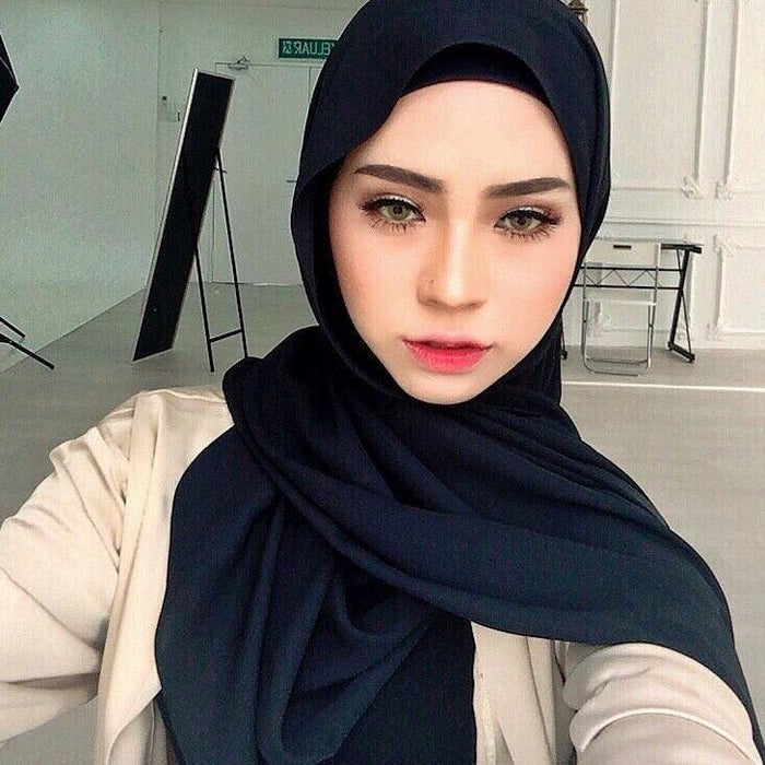 Winter Fashion Long Solid Color Soft Muslim Bubble Chiffon Hijab Scarf Shawls Hijab Elegant Scarf Wrap Lightweight Islamic Head Wear Escharpe Shawls Headband Wraps Lightweight Head Scarves Ladies Hijabs For  Women