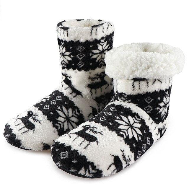 Winter Fur Slippers Women Warm House Slippers Plush Flip Flops Christmas Cotton Indoor Home Shoes Comfort Warm Fluffy Faux Fur Slipper Boots Soft Memory Foam Ankle Booties