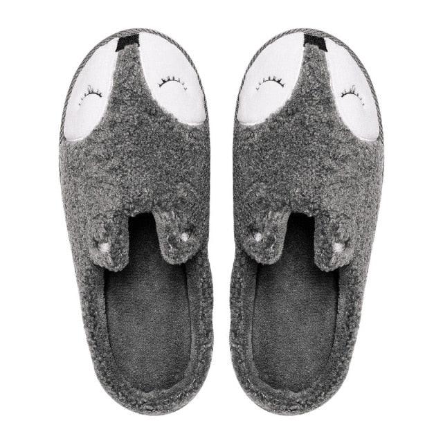 Winter House Women Fur Slippers Soft Memory Foam Sole Cute Fox Bear Bedroom Fluffy Slippers Couples Plush Shoes Comfortable Closed Toe House Slippers Shoes Anti slip Sandals Lightweight Winter Indoor Cartoon Slippers