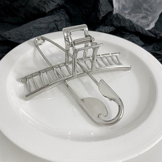 Woman Novelty Minimalist Dainty Design Irregular Hairpins Punk Style Metal Silver Hair Claws Barrettes Women Hair Accessories Hair Clips Hairgrip