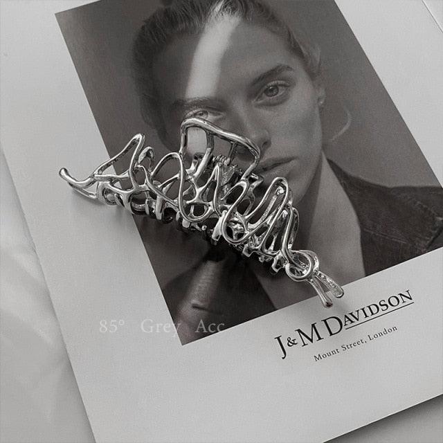 Woman Novelty Minimalist Dainty Design Irregular Hairpins Punk Style Metal Silver Hair Claws Barrettes Women Hair Accessories Hair Clips Hairgrip