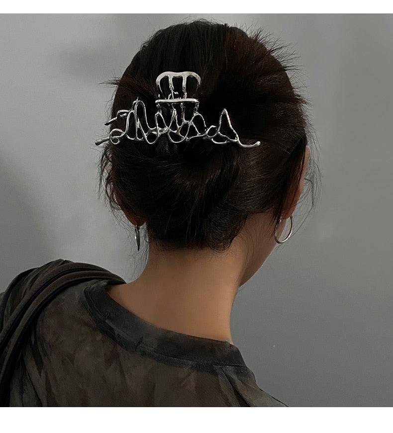 Woman Novelty Minimalist Dainty Design Irregular Hairpins Punk Style Metal Silver Hair Claws Barrettes Women Hair Accessories Hair Clips Hairgrip
