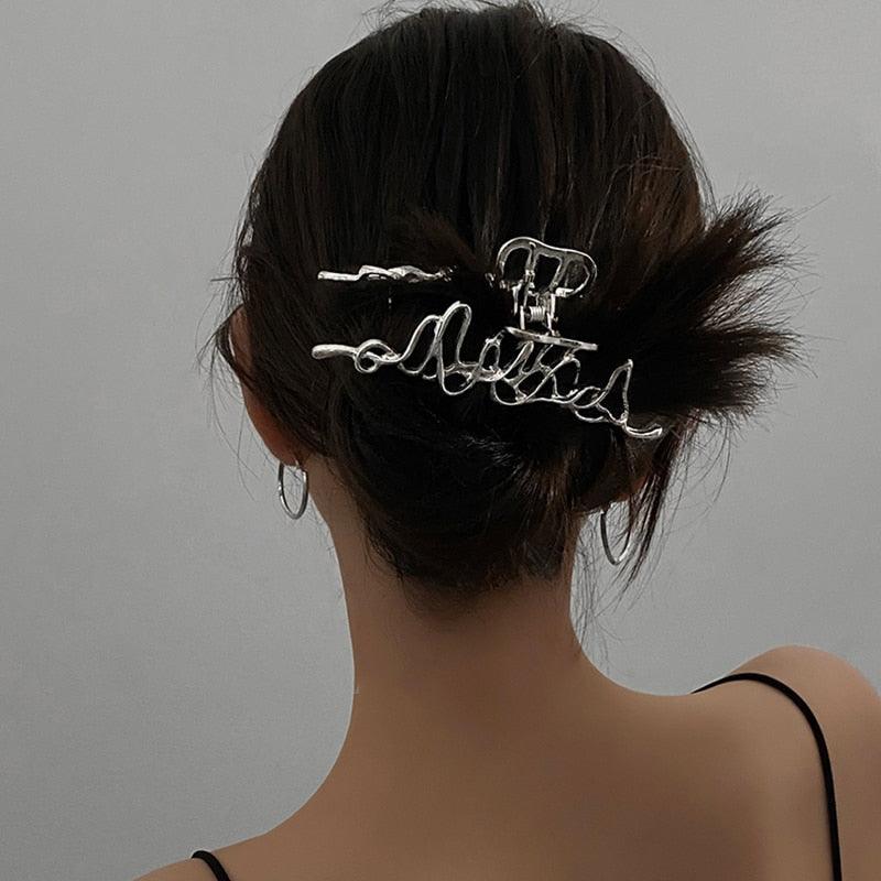 Woman Novelty Minimalist Dainty Design Irregular Hairpins Punk Style Metal Silver Hair Claws Barrettes Women Hair Accessories Hair Clips Hairgrip