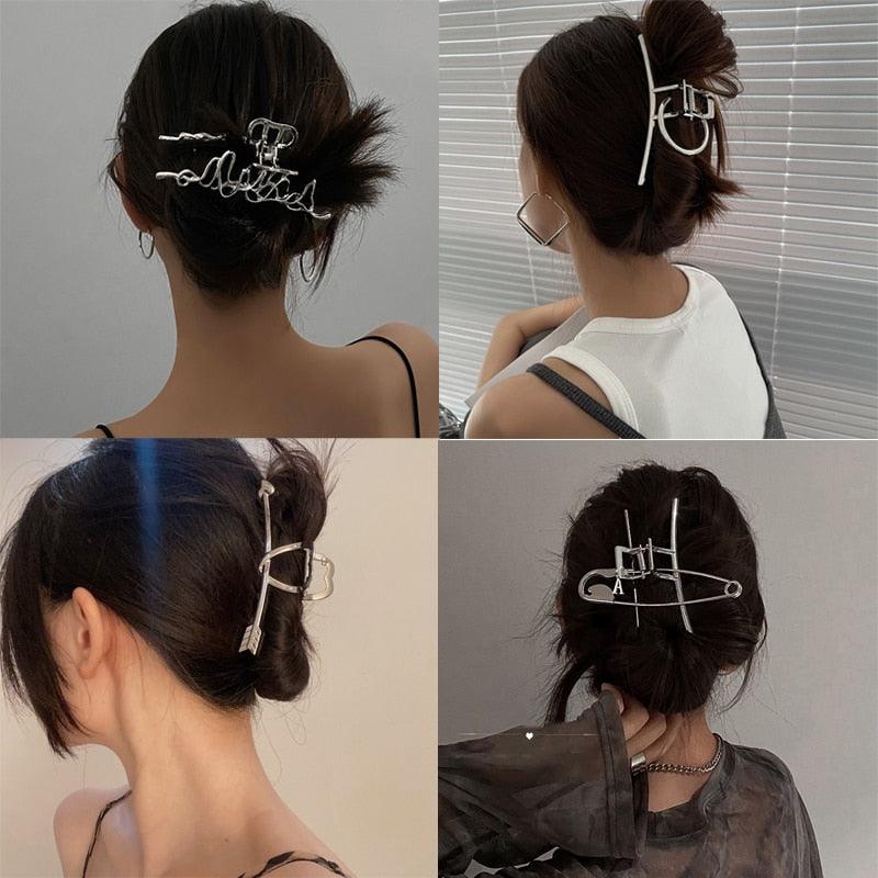 Woman Novelty Minimalist Dainty Design Irregular Hairpins Punk Style Metal Silver Hair Claws Barrettes Women Hair Accessories Hair Clips Hairgrip