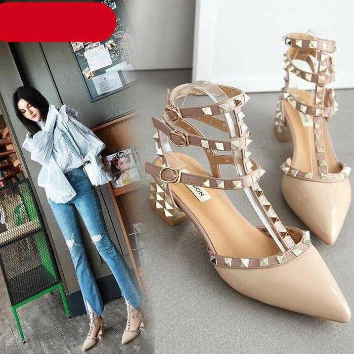 Woman Summer High Heels Valentine Pointed Toe Shoes For Women Luxury Heels For Women Sandals Strappy Heels Closed Toe Pointy Heels With Adjustable Strap