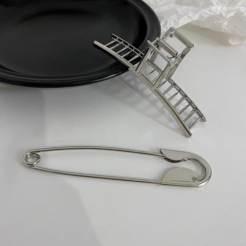 Woman Trendy Silver Pin Minimalist Dainty Design Hair Claws Women Hair Clips Fashion Hairpins Women Hair Accessories Hairgrip Barrettes Headwear