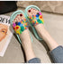 Women Beach Slippers Women's Rainbow Colors Woman Cute Flower Flat Shoes Footwear Ladies Slides Waterproof Summer Beach Slippers Slipper With Comfort Non Slip Sole Women’s Slim Flip Flop